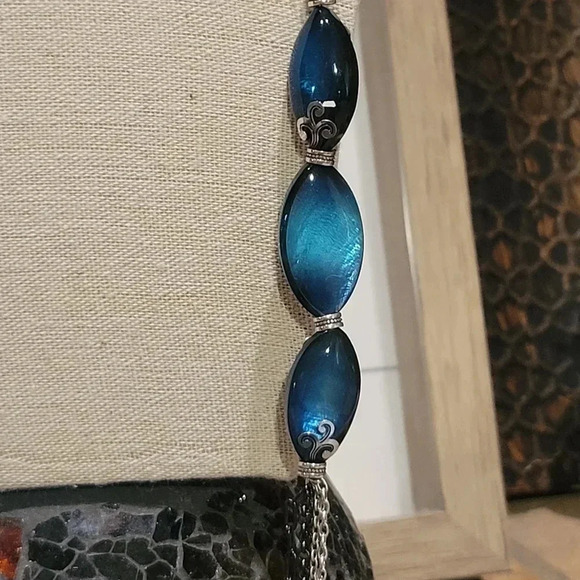 Brighton Shell Shimmer Long Blue Stone Necklace - Picture 3 of 8